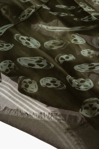 Solid Color Foulard with All-Over Skulls