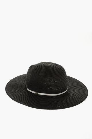 Solid Color Panama Hat with Contrasting Ribbon