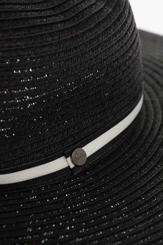 Solid Color Panama Hat with Contrasting Ribbon