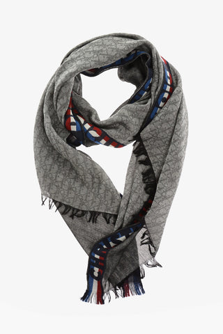 Stola in Lana Seta e Cashmere con Logo Ricamato