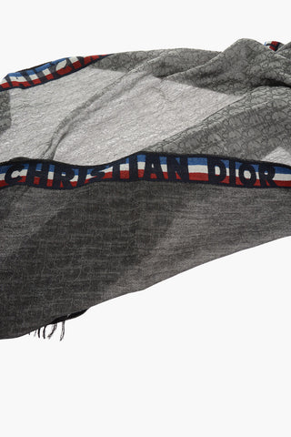 Stola in Lana Seta e Cashmere con Logo Ricamato