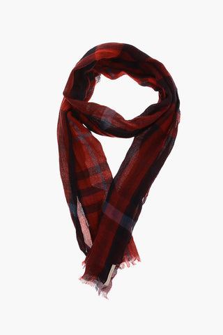 Tartan Motif Cotton Scarf