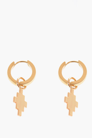 Golden Effect Earrings with Cross Pendant