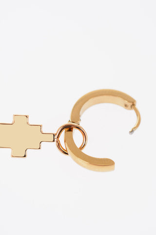 Golden Effect Earrings with Cross Pendant