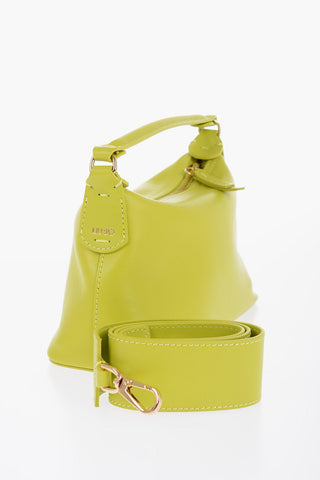 LEONIE HANNE Leather Mini Hobo Bag with Removable Shoulder Strap