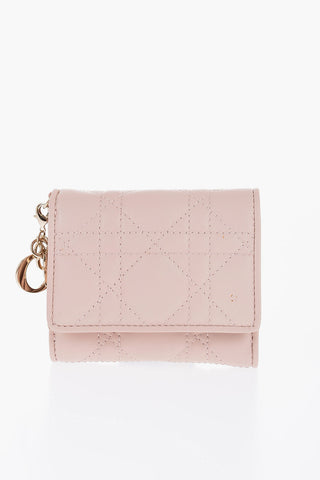 Quilted Leather LADY DIOR Mini Wallet with Charm-Logo