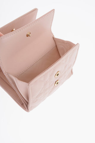 Quilted Leather LADY DIOR Mini Wallet with Charm-Logo