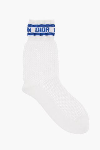 Perforated Cotton Socks with Contrasting Detail
