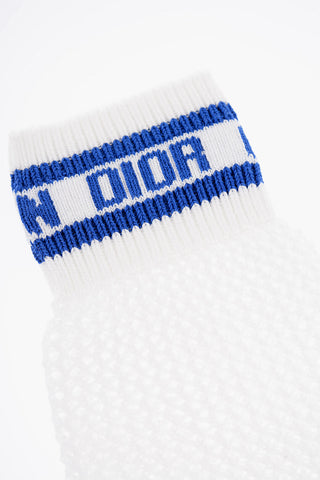 Perforated Cotton Socks with Contrasting Detail