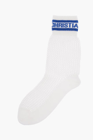 Perforated Cotton Socks with Contrasting Detail