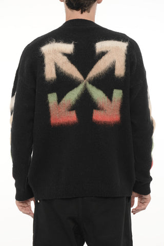 Brushed Wool Crew-neck Sweater with Contrasting Logo