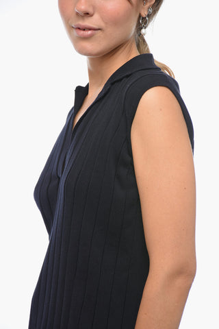 Rbbed Cotton Sleeveless Polo