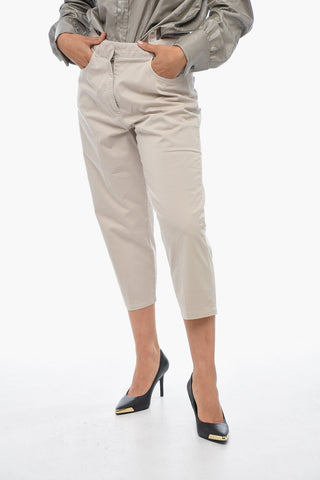 Pantaloni 5 Tasche Cropped Fit in Cotone Stretch