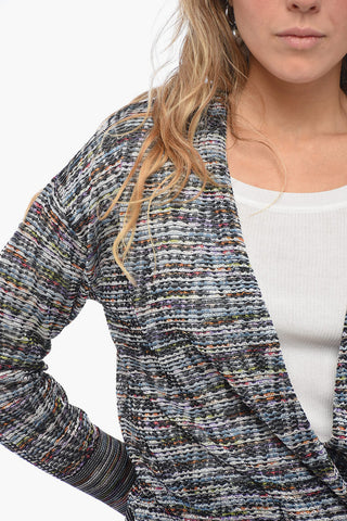 Stretch Fabric Cardigan with Double-breasted Design