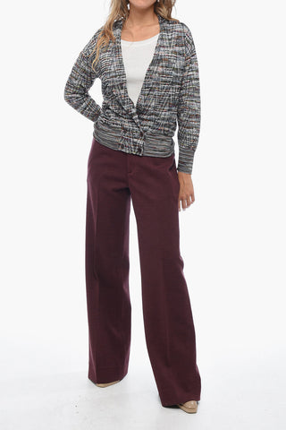 Stretch Fabric Cardigan with Double-breasted Design