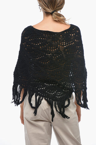 Cotton Crochet Cape with Fringed Bottom