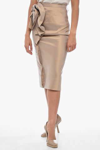 MM1 Silk-Blend Satin Longuette with Draping
