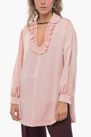 Silk Blend Blouse with Buckle Detail