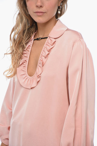 Silk Blend Blouse with Buckle Detail
