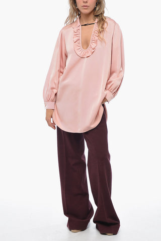 Silk Blend Blouse with Buckle Detail