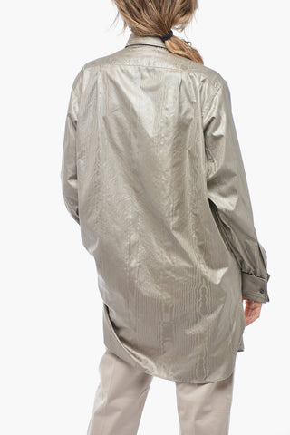 MM1 Jacquard Satin Shirt with Spread Collar