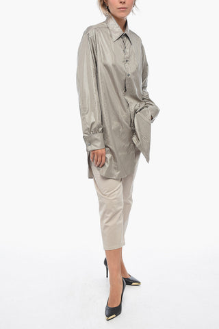 MM1 Jacquard Satin Shirt with Spread Collar