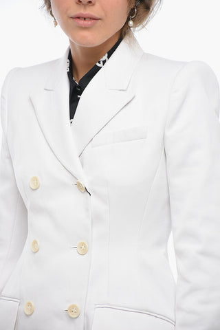 Double-breasted MOZART Cotton Blazer with Raw-cut Bottom