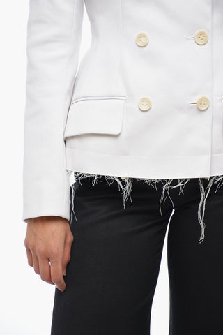 Double-breasted MOZART Cotton Blazer with Raw-cut Bottom
