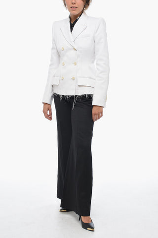 Double-breasted MOZART Cotton Blazer with Raw-cut Bottom