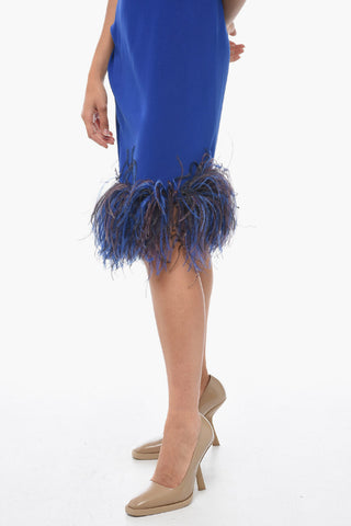 Asymmetric PARIS Silk Dress with Ostrich Feather Hem