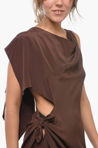 Asymmetric PARIS Silk Dress with Ostrich Feather Hem