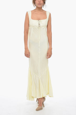 Silk CORA Midi Dress with Lace-up Detail