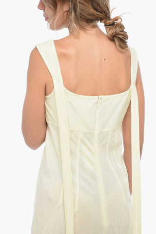 Silk CORA Midi Dress with Lace-up Detail