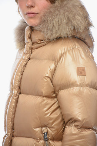 Quilted Down Jacket with Detachable Real Fur Trim
