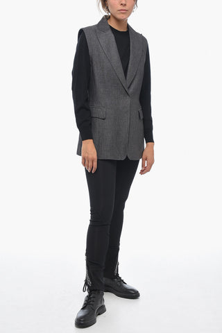 Single-breasted Linen Vest with Peak Lapel