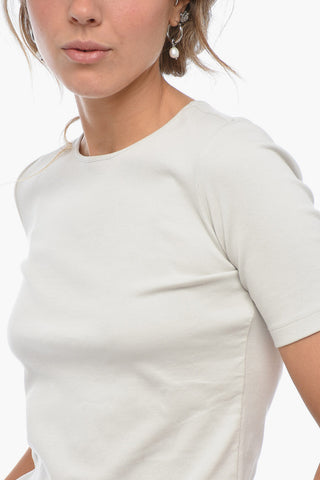 Stretch Cotton T-Shirt with Jeweled Details