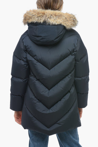Quilted Down Jacket with Real Fur