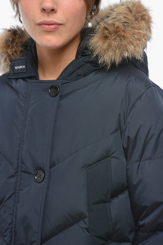 Quilted Down Jacket with Real Fur