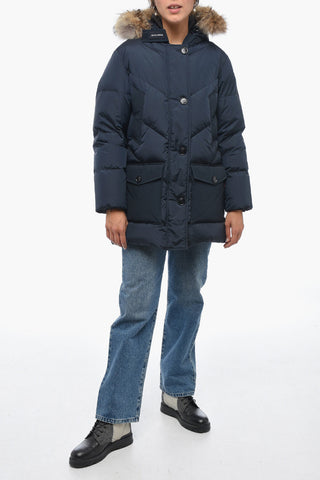 Quilted Down Jacket with Real Fur