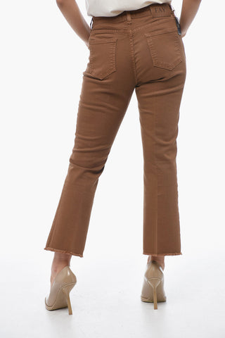 Jeans Crop Sfrangiati con Logo Posteriore