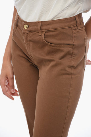 Jeans Crop Sfrangiati con Logo Posteriore