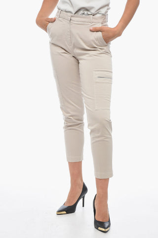 Pantaloni Cargo Cropped Fit in Cotone Stretch