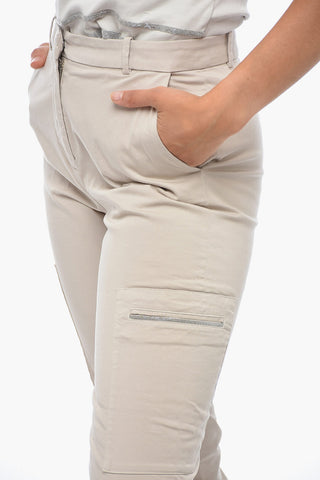 Pantaloni Cargo Cropped Fit in Cotone Stretch