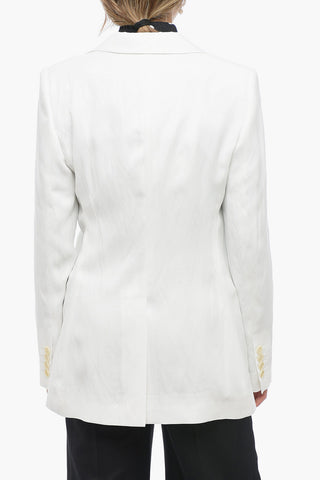 Blazer 1 Bottone in Misto Lino con Rever a Lancia