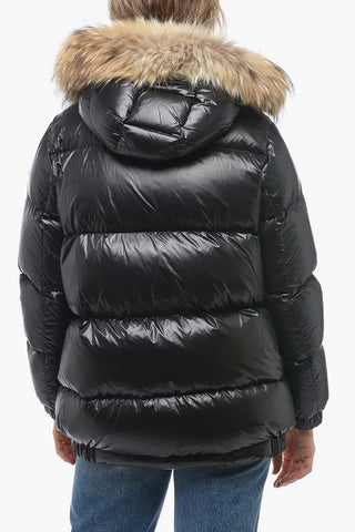 Quilted Down Jacket with Detachable Real Fur Trim