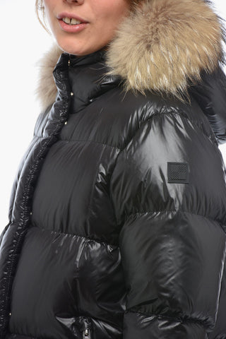 Quilted Down Jacket with Detachable Real Fur Trim