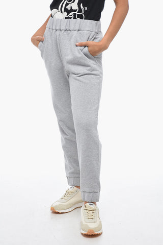 Brushed Cotton Sweatpants with Rhinestoned Detail
