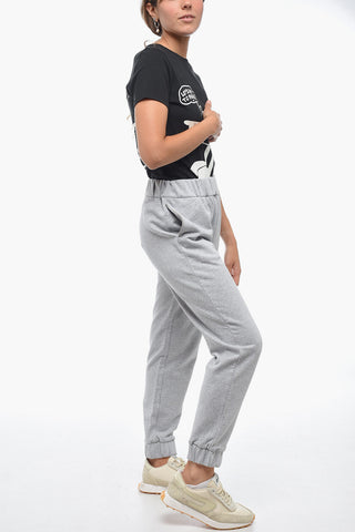 Brushed Cotton Sweatpants with Rhinestoned Detail