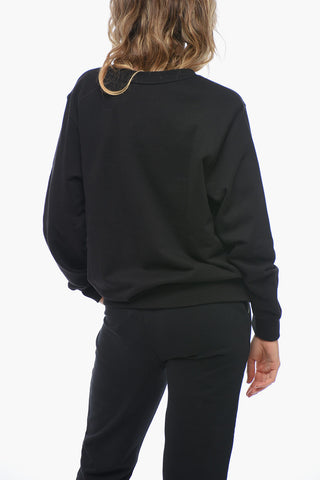 UNISEX Felpa Stampata con Dettaglio Strass