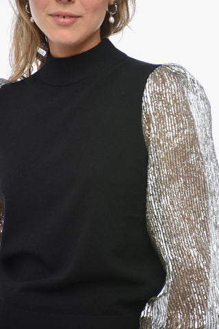 Turtleneck Sweater with Sleeves Crinkle Effect